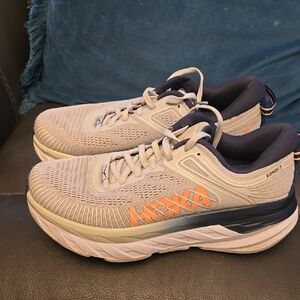 Hoka Bondi 7 Running Shoes - Gray and Orange